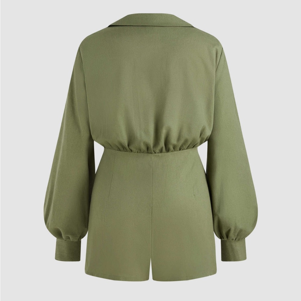 Cider Collar Solid Button Romper - image 2